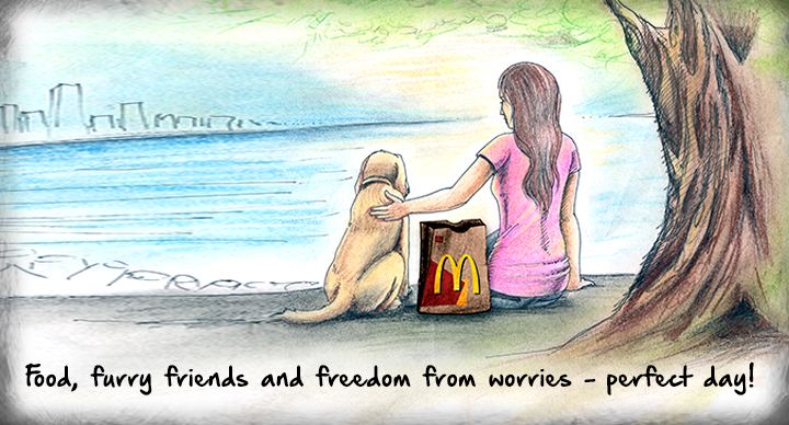 Food, furry friends and freedom from worries - perfect day!