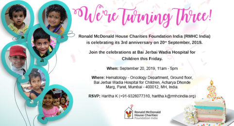 RMHC Family Room India is turning three on 20th September